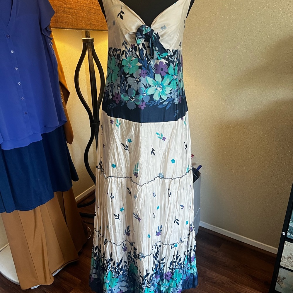 Blue and Black Sleeveless Spaghetti Strap Sundress